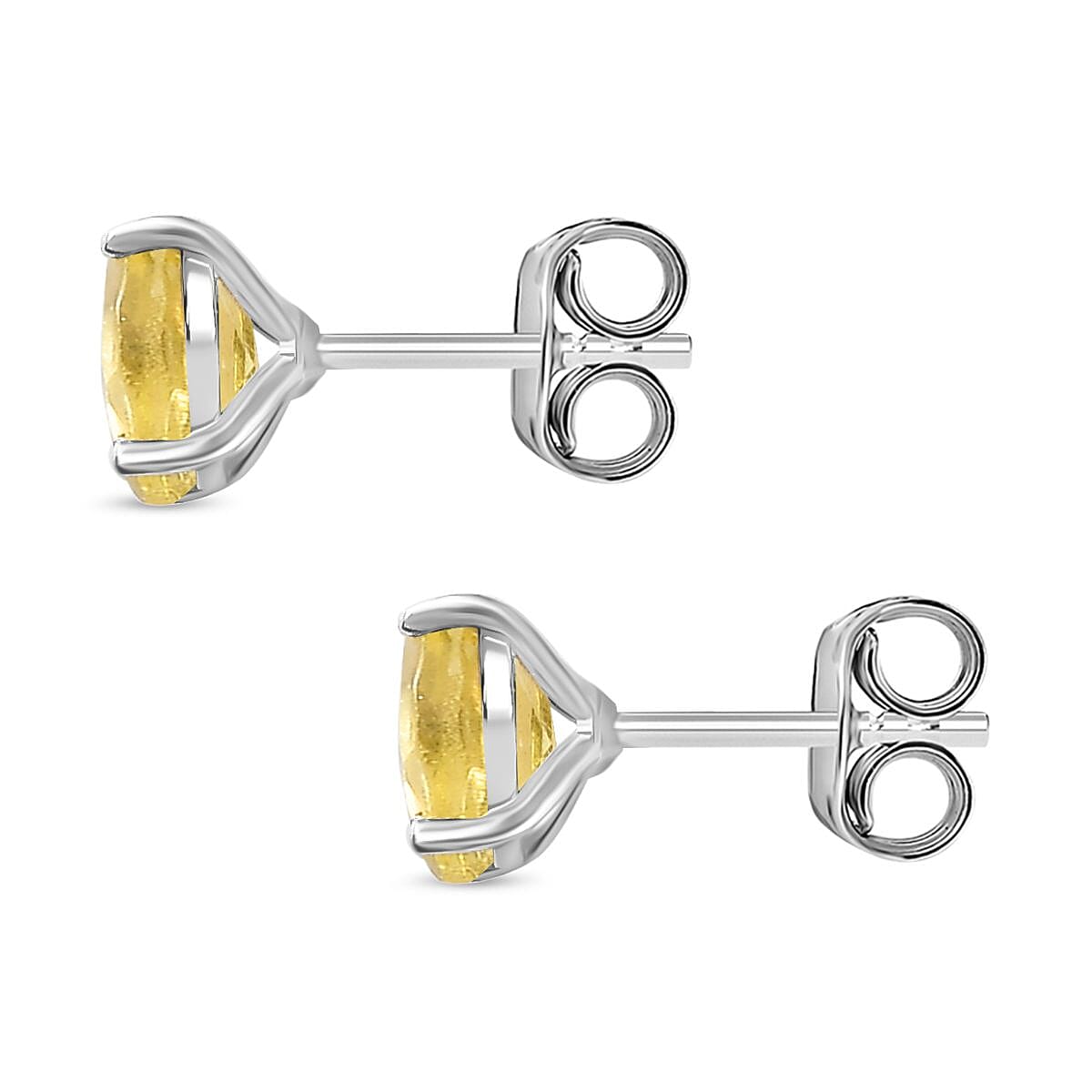 Yellow Apatite Solitaire Earrings in Platinum Overlay Sterling Silver 1 ct. 7795898 4