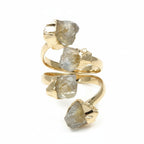 Yellow Aquamarine Adjustable Ruff Cut Ring in Yellow Gold Plated 11.00 Ct.