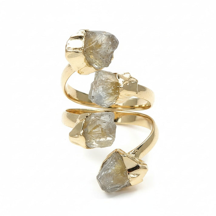 Yellow Aquamarine Adjustable Ruff Cut Ring in Yellow Gold Plated 11.00 Ct. 8262168 1