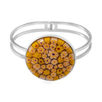Yellow Color Murano Glass Bangle in White Tone 25.00 Ct.