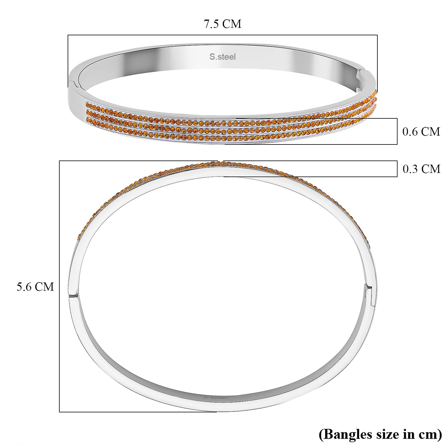 Yellow Crystal Hinged Bangle (Size 7.25) 7874255 7