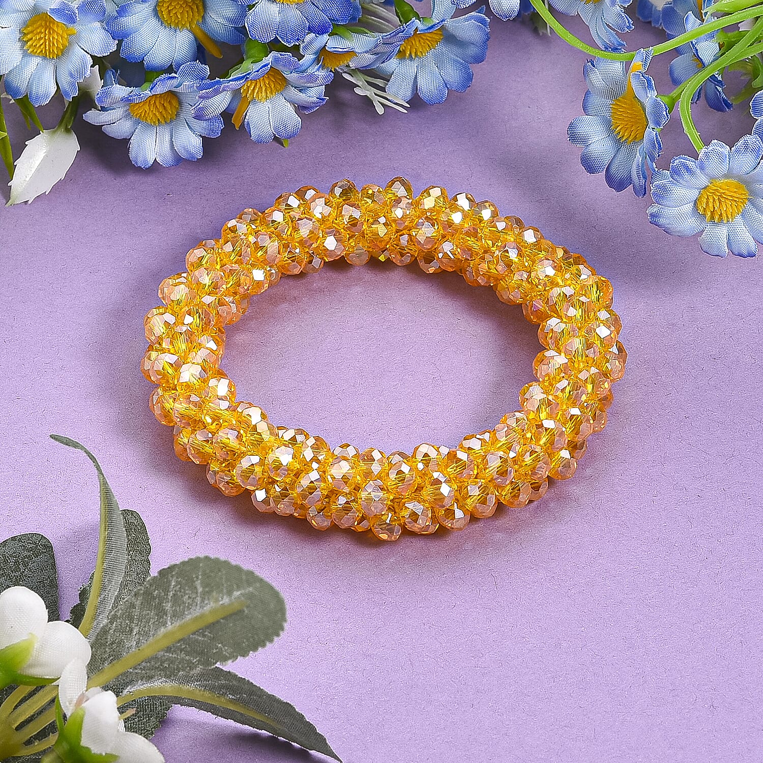 Yellow Crystal Stretchable Bracelet (Size - 7 to 7.5) V32515617 2