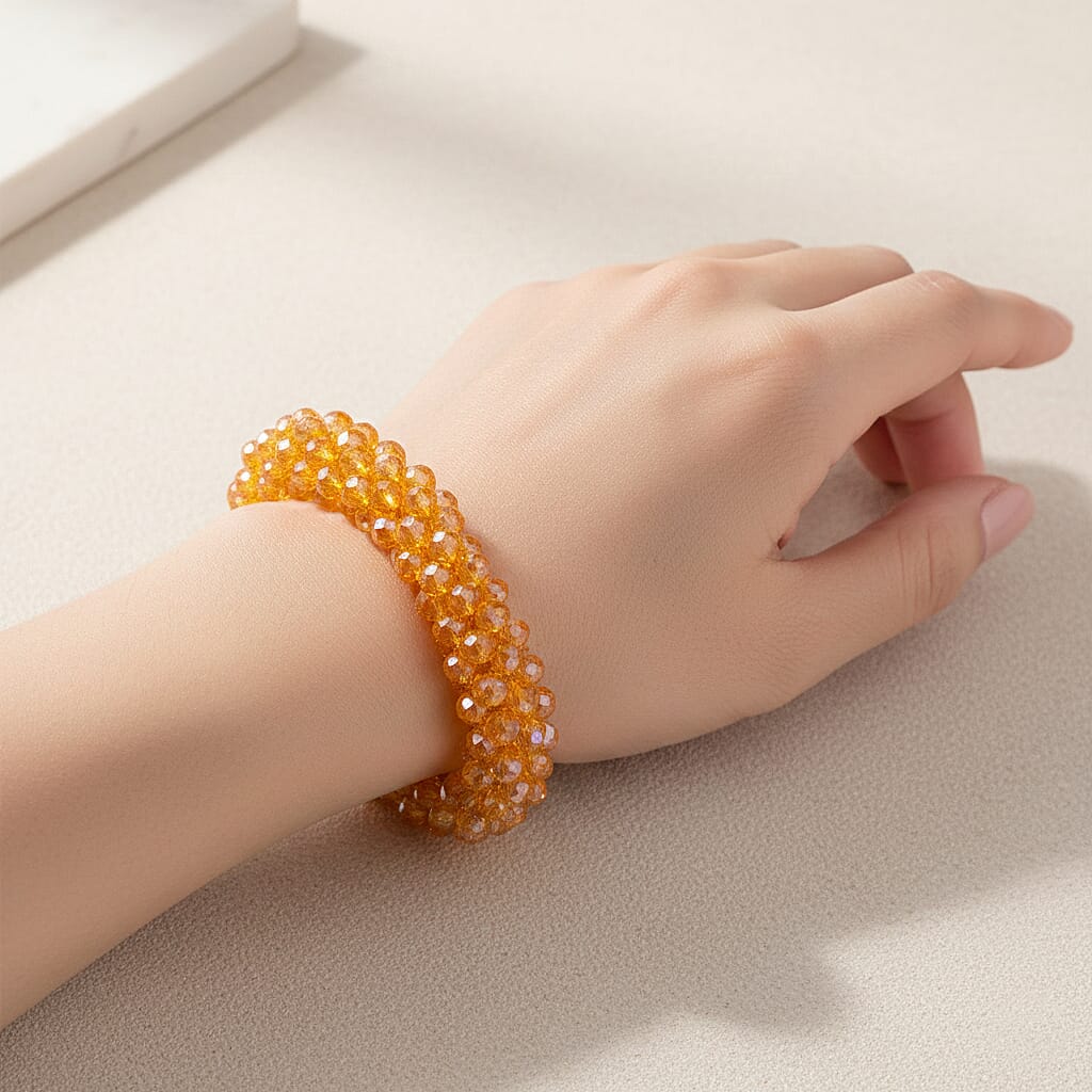 Yellow Crystal Stretchable Bracelet (Size - 7 to 7.5) V32515617 3