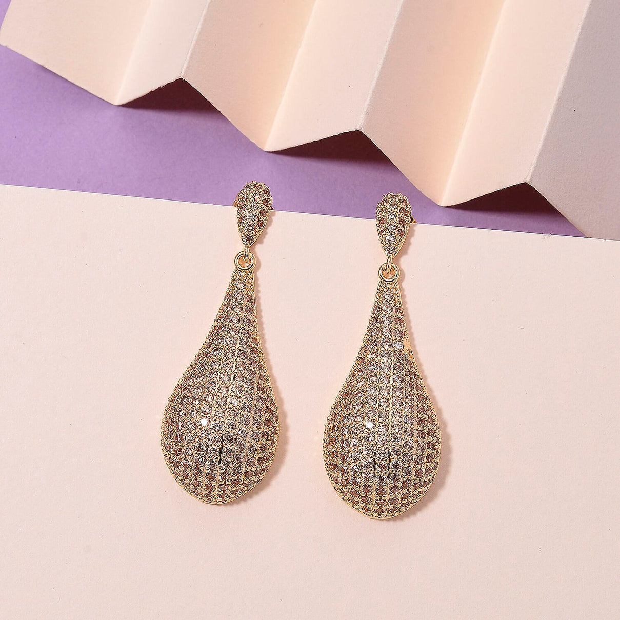 Yellow Cubic Zirconia Teardrop Earring with Push Back 8271421 2