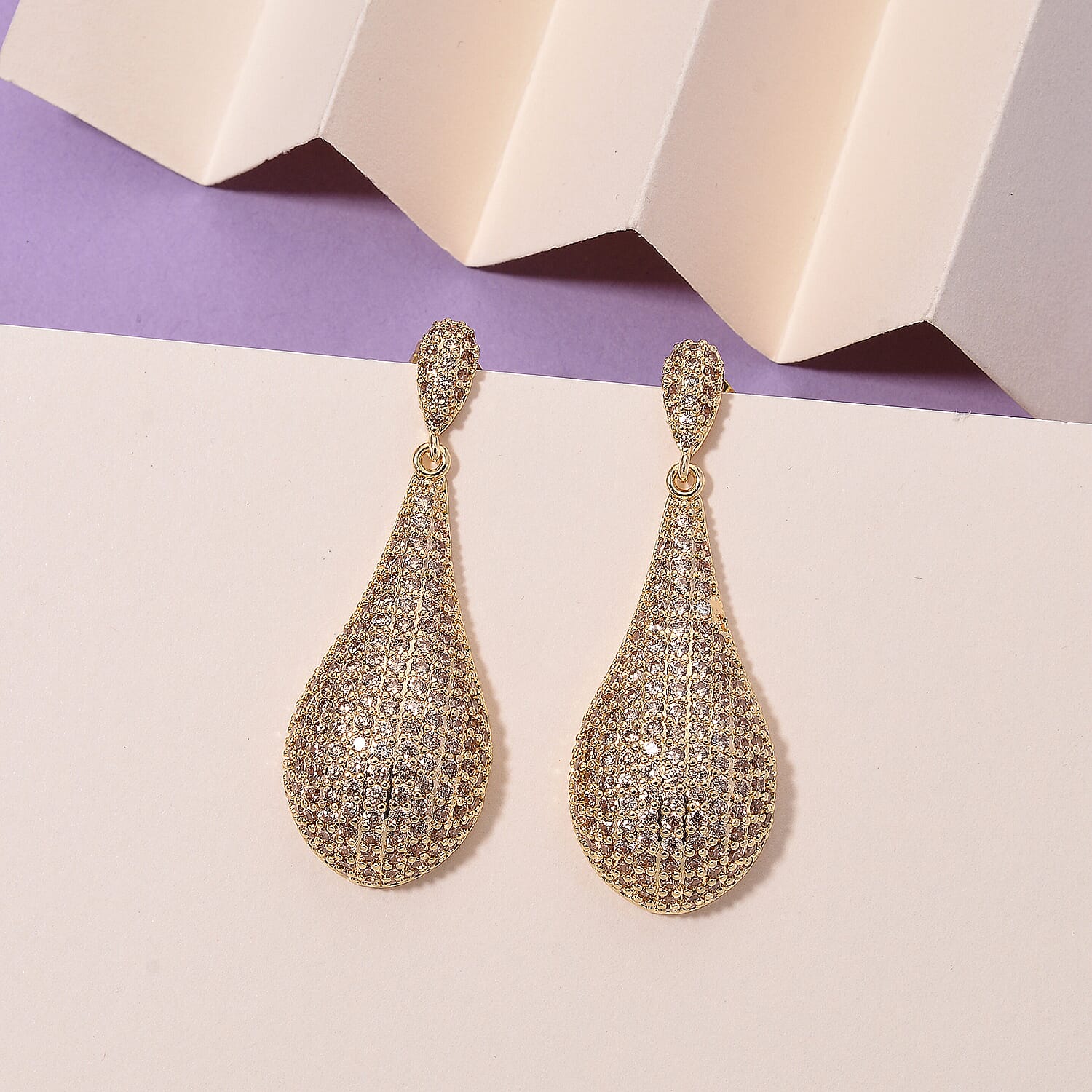 Yellow Cubic Zirconia Teardrop Earring with Push Back 8271421 2