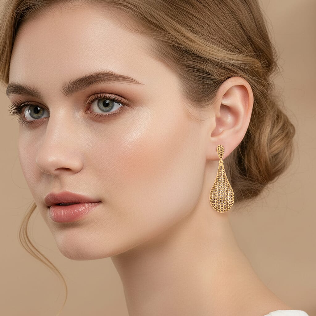 Yellow Cubic Zirconia Teardrop Earring with Push Back 8271421 3