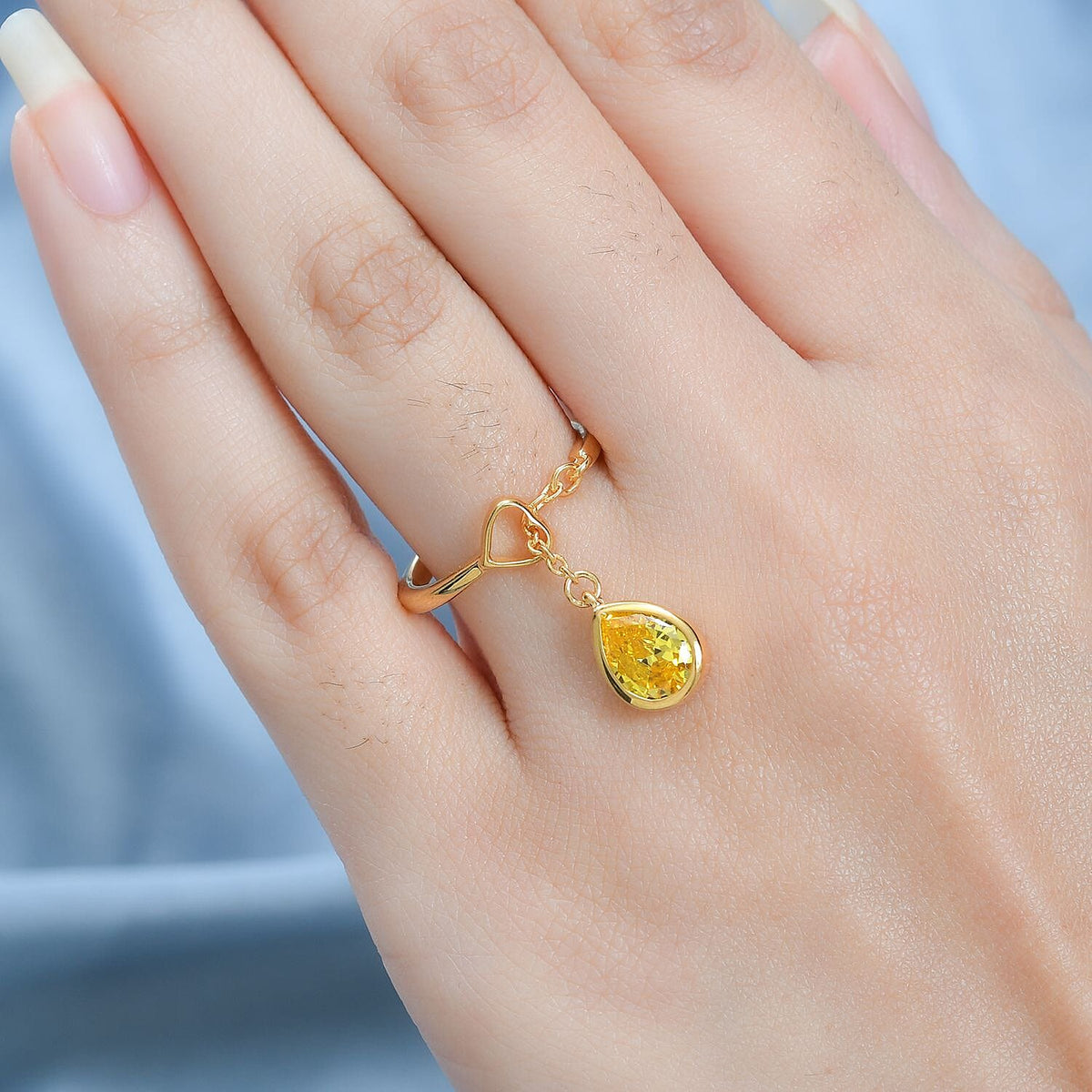 Yellow Cubic Zirconia Solitaire Ring in 18K Vermeil Yellow Gold Plated Sterling Silver 7669975 2