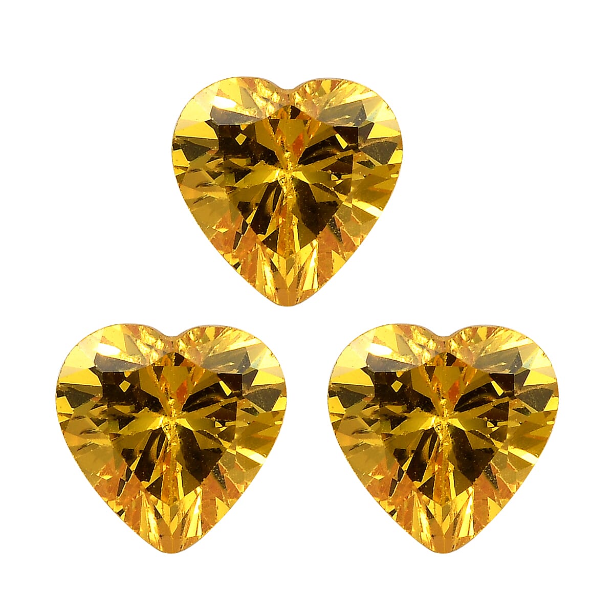 Set of 3 Yellow Cubic Zirconia Loose Gemstones in Heart Shape 3.88 Ct. (6 mm) 8071362 0
