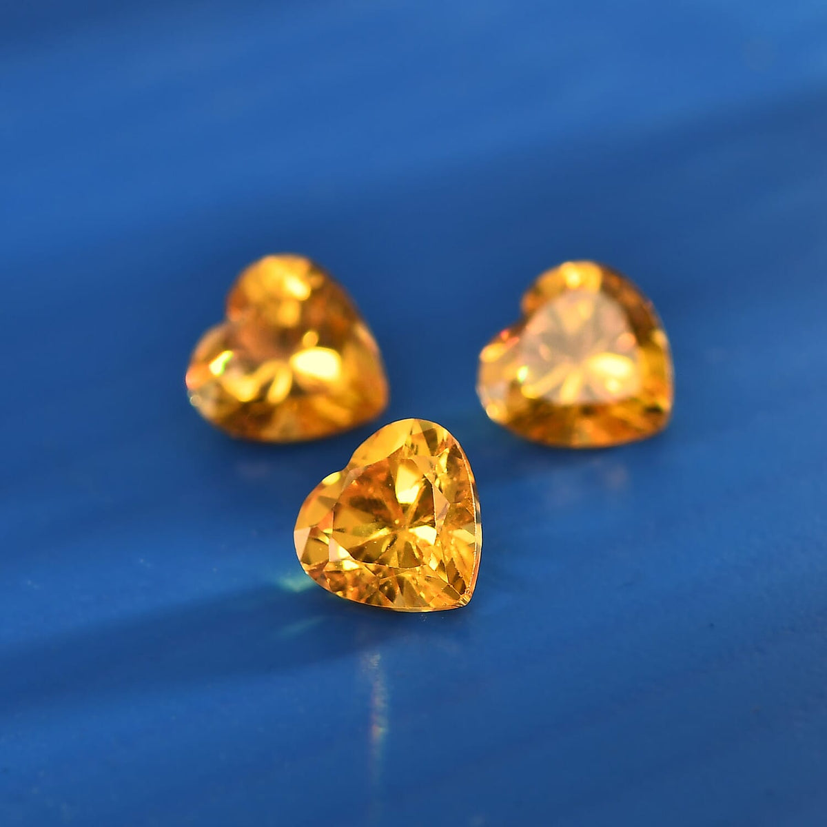 Set of 3 Yellow Cubic Zirconia Loose Gemstones in Heart Shape 3.88 Ct. (6 mm) 8071362 1