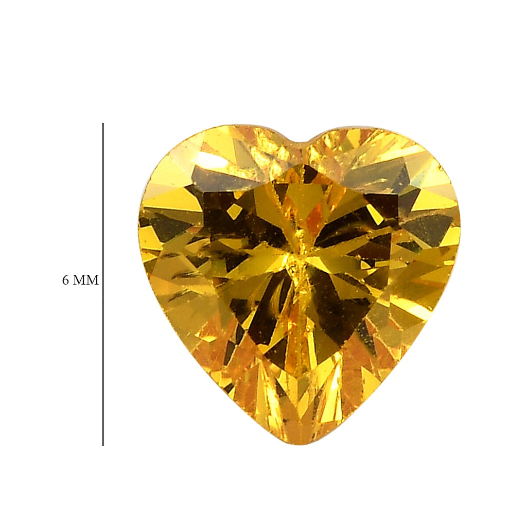 Yellow Cubic Zirconia Heart Shape Gemstone 3.88 Ct. - 6 mm