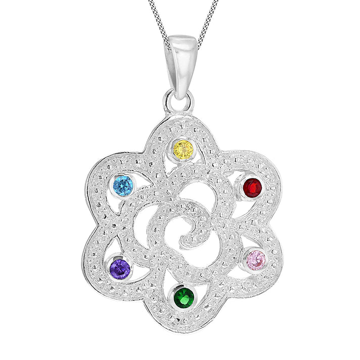 Sterling Silver Swirl Pendant in Cubic Zirconia 7754593 1