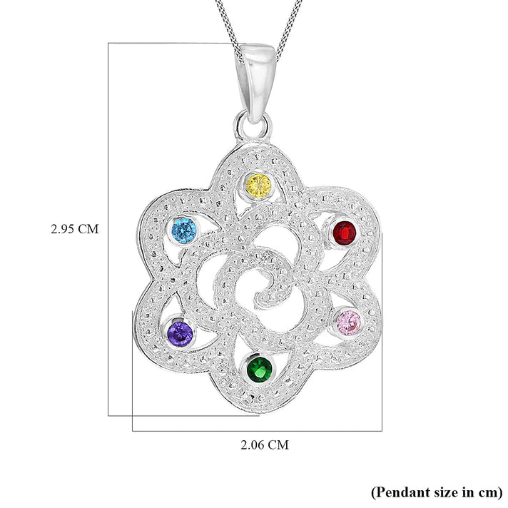 Sterling Silver Swirl Pendant in Cubic Zirconia 7754593 2