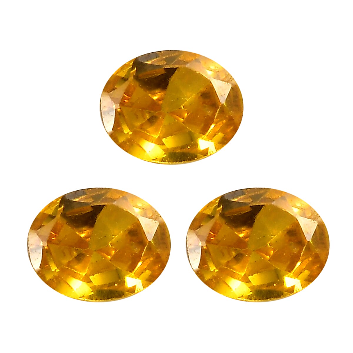 Set of 3 Yellow Cubic Zirconia Loose Gemstones in Oval Shape  1.49 Ct. (5x4mm) 8072317 0
