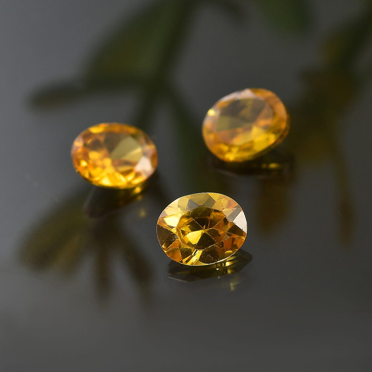 Set of 3 Yellow Cubic Zirconia Loose Gemstones in Oval Shape  1.49 Ct. (5x4mm) 8072317 1