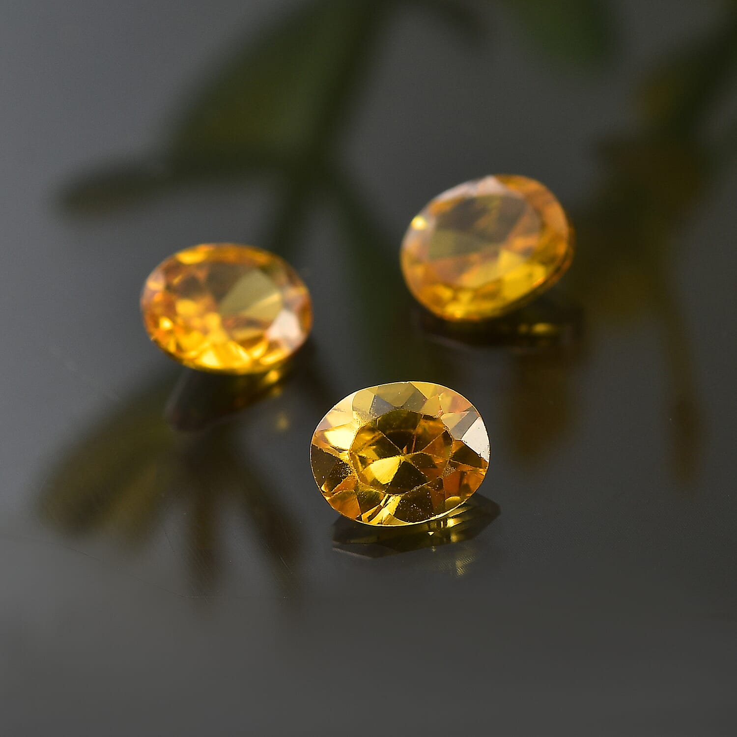 Set of 3 Yellow Cubic Zirconia Loose Gemstones in Oval Shape  1.49 Ct. (5x4mm) 8072317 1