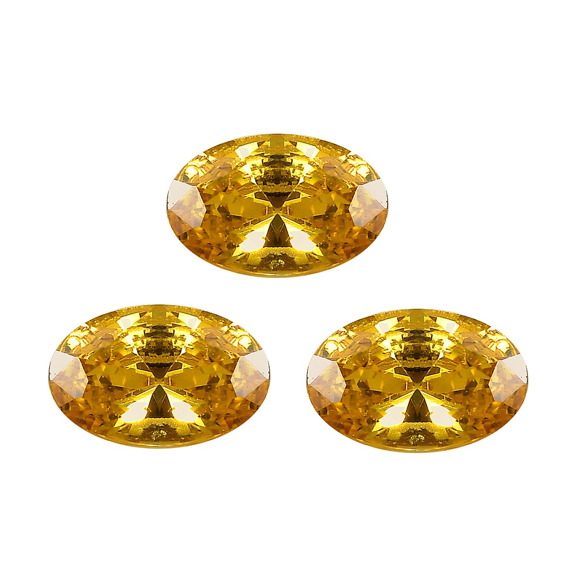 Set of 3 Yellow Cubic Zirconia Loose Gemstones in Oval Shape  1.88 Ct. (6x4mm) 8071364 0