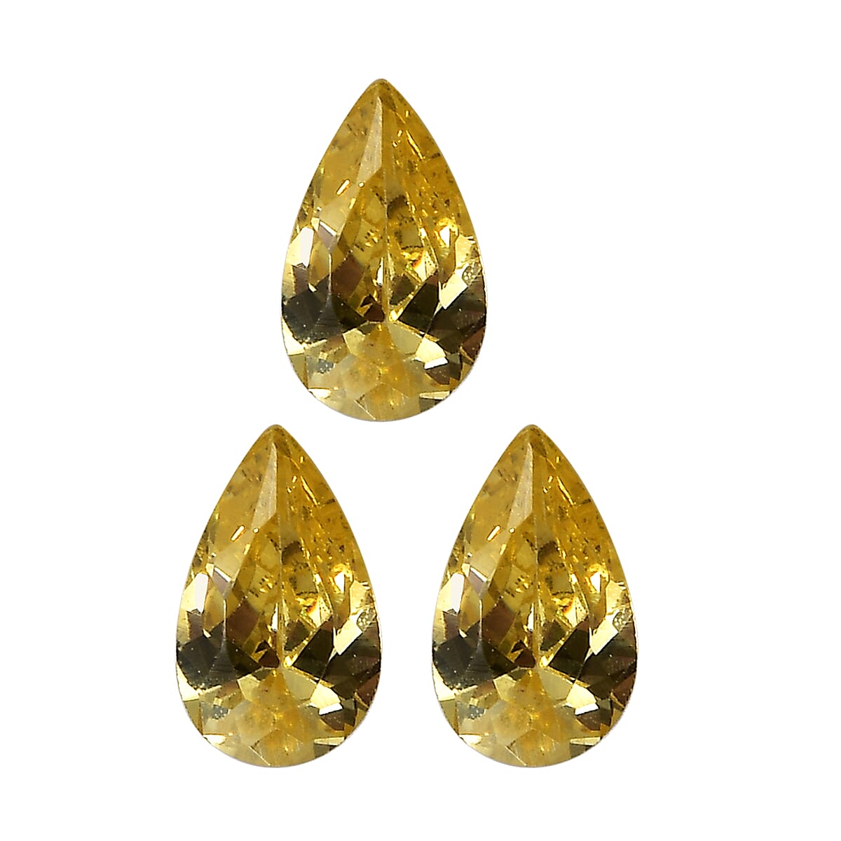 Set of 3 Yellow Cubic Zirconia Loose Gemstones in Pear Shape 0.86 Ct. (5x3 mm) 8071365 0
