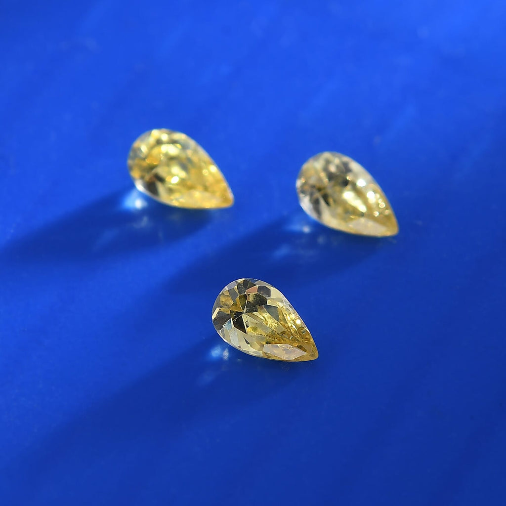 Yellow Cubic Zirconia Pear Shape Gemstone 0.86 Ct. - 5x3 mm