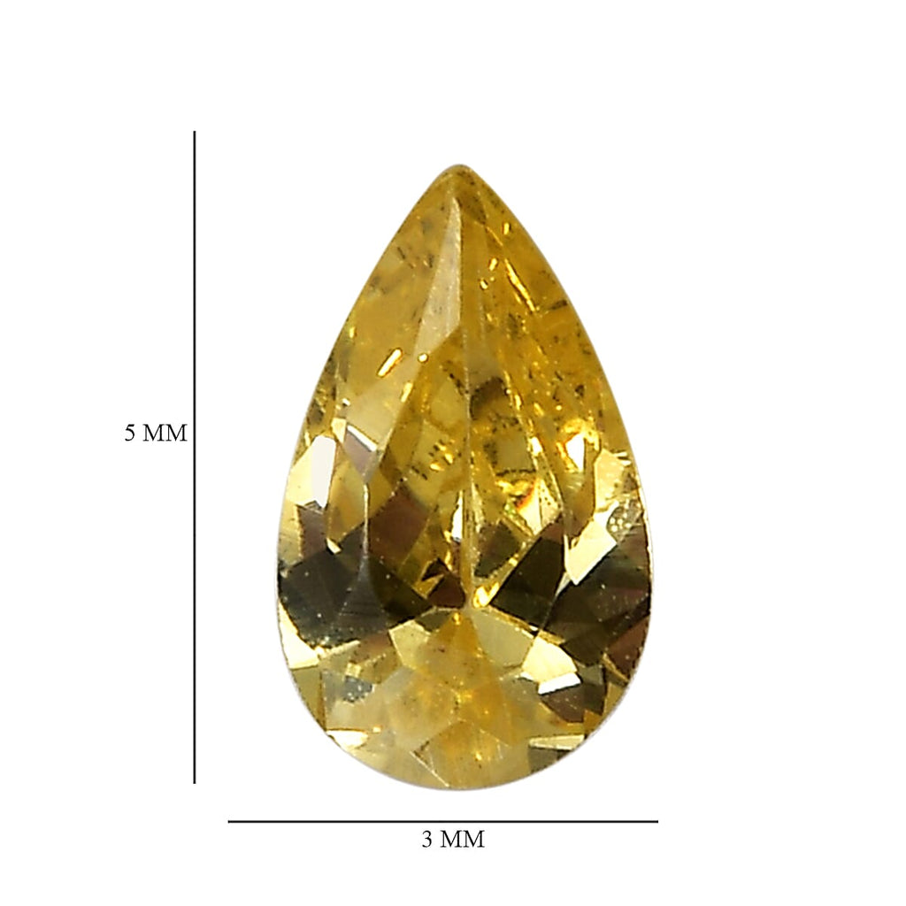 Yellow Cubic Zirconia Pear Shape Gemstone 0.86 Ct. - 5x3 mm