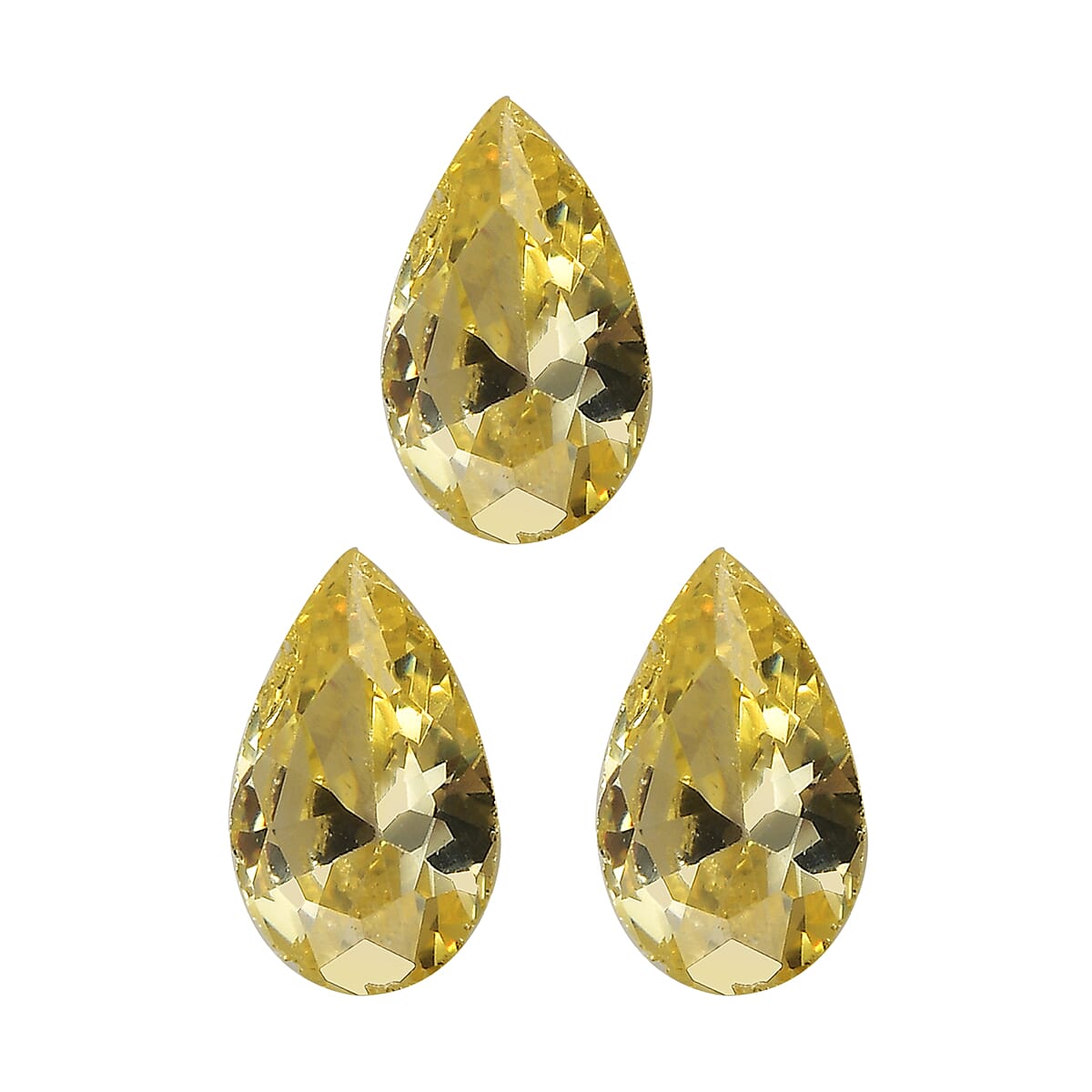 Set of 3 Yellow Cubic Zirconia Loose Gemstones in Pear Shape 1.7 Ct. (6x4 mm) 8071366 0