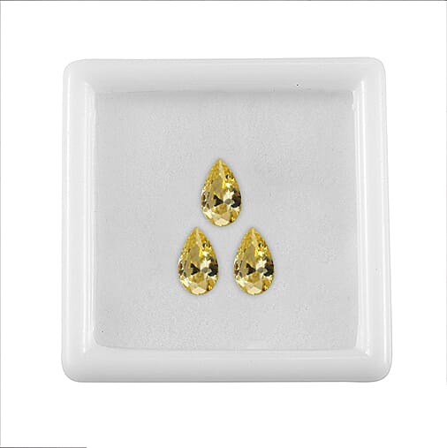 Set of 3 Yellow Cubic Zirconia Loose Gemstones in Pear Shape 1.7 Ct. (6x4 mm) 8071366 3