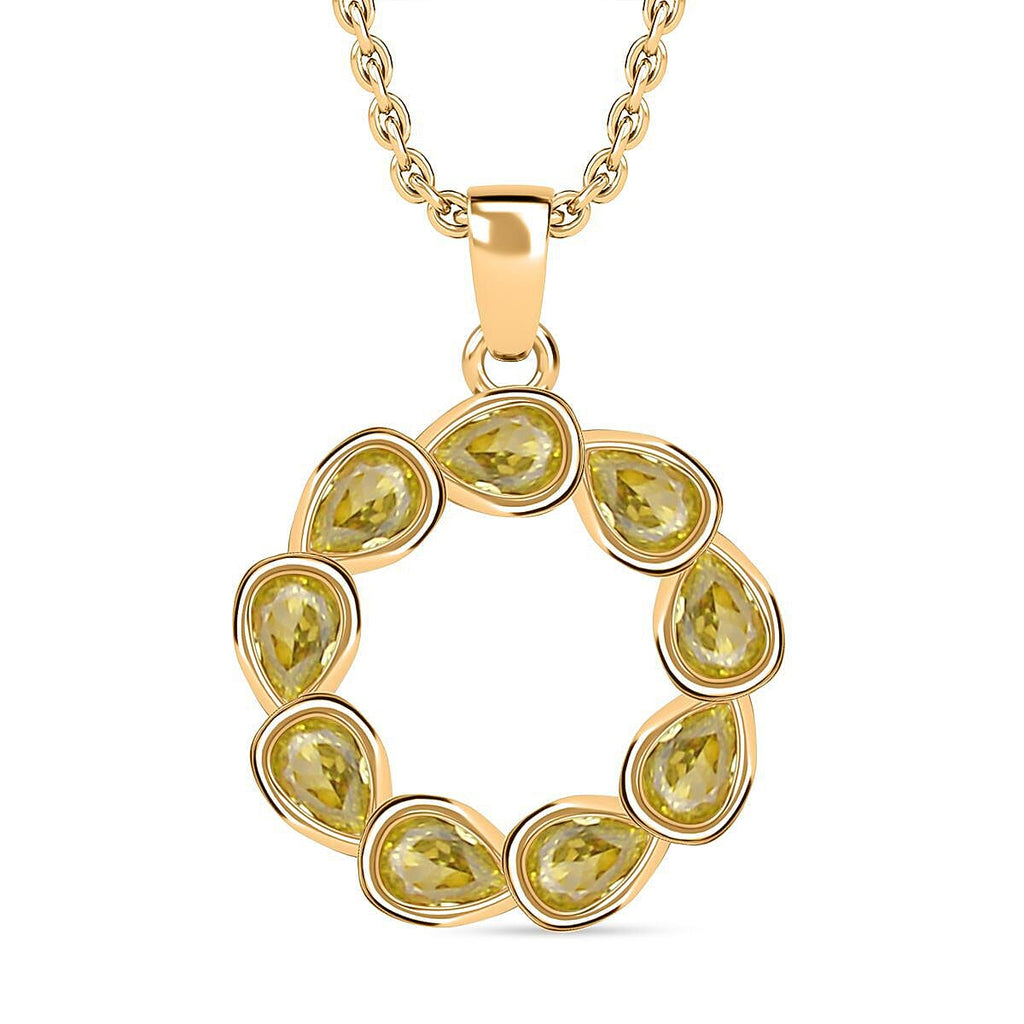 Simulated Yellow Sapphire Pendant with Chain (Size 22 inch Including Extender) in Yellow Gold Tone