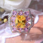Multicolour Cubic Zirconia Cluster Ring in Rhodium Overlay Sterling Silver 9.04 Ct