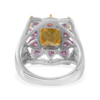 Multicolour Cubic Zirconia Cluster Ring in Rhodium Overlay Sterling Silver 9.04 Ct
