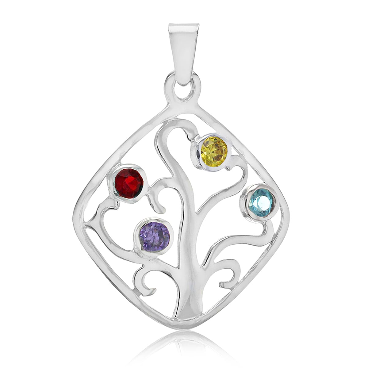 Sterling Silver Tree Pendant in Cubic Zirconia 7754558 0
