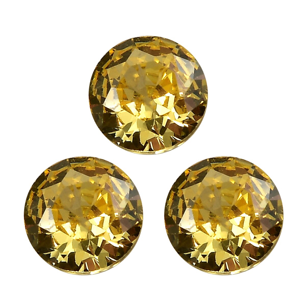 1.17 Ct. Set of 3 Yellow Cubic Zirconia Loose Gemstones in Round Shape ( 4 mm) 8072319 0