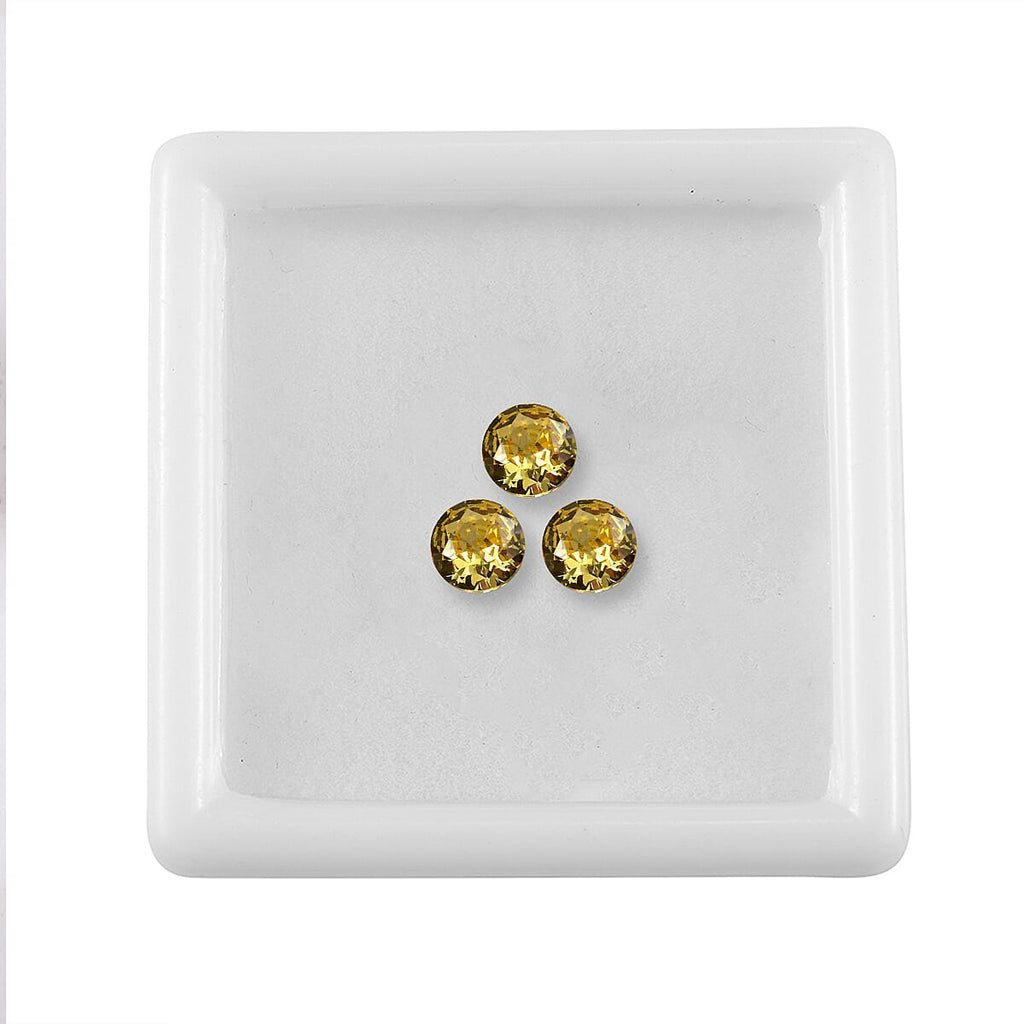 Yellow Cubic Zirconia Round Shape Gemstone 1.17 Ct. - 4 mm