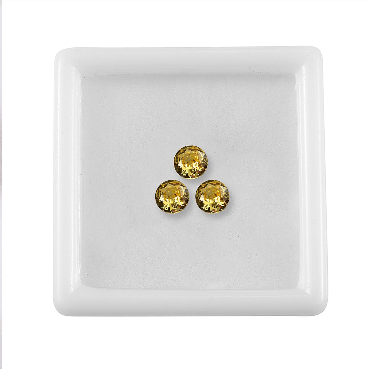 1.17 Ct. Set of 3 Yellow Cubic Zirconia Loose Gemstones in Round Shape ( 4 mm) 8072319 3
