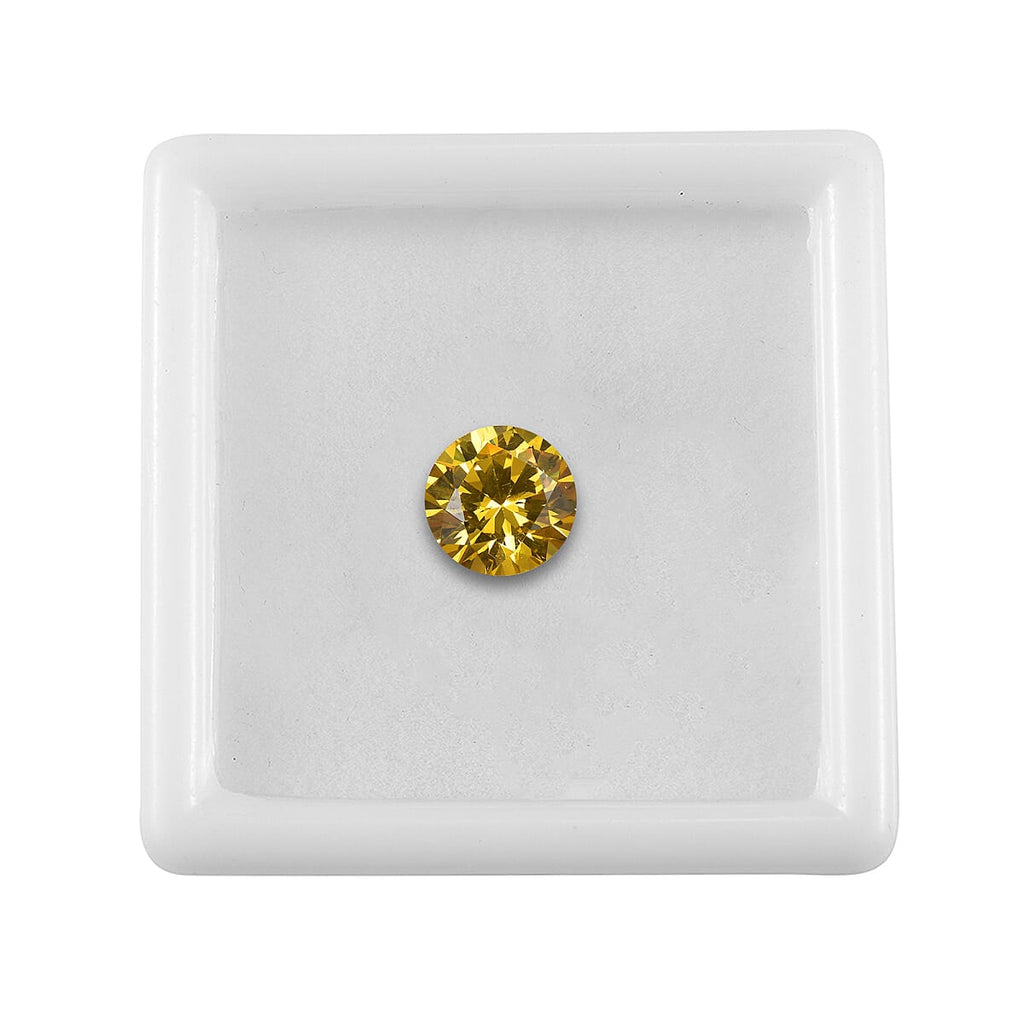 Yellow Cubic Zirconia Round Shape Gemstone 3.26 Ct. - 8 mm