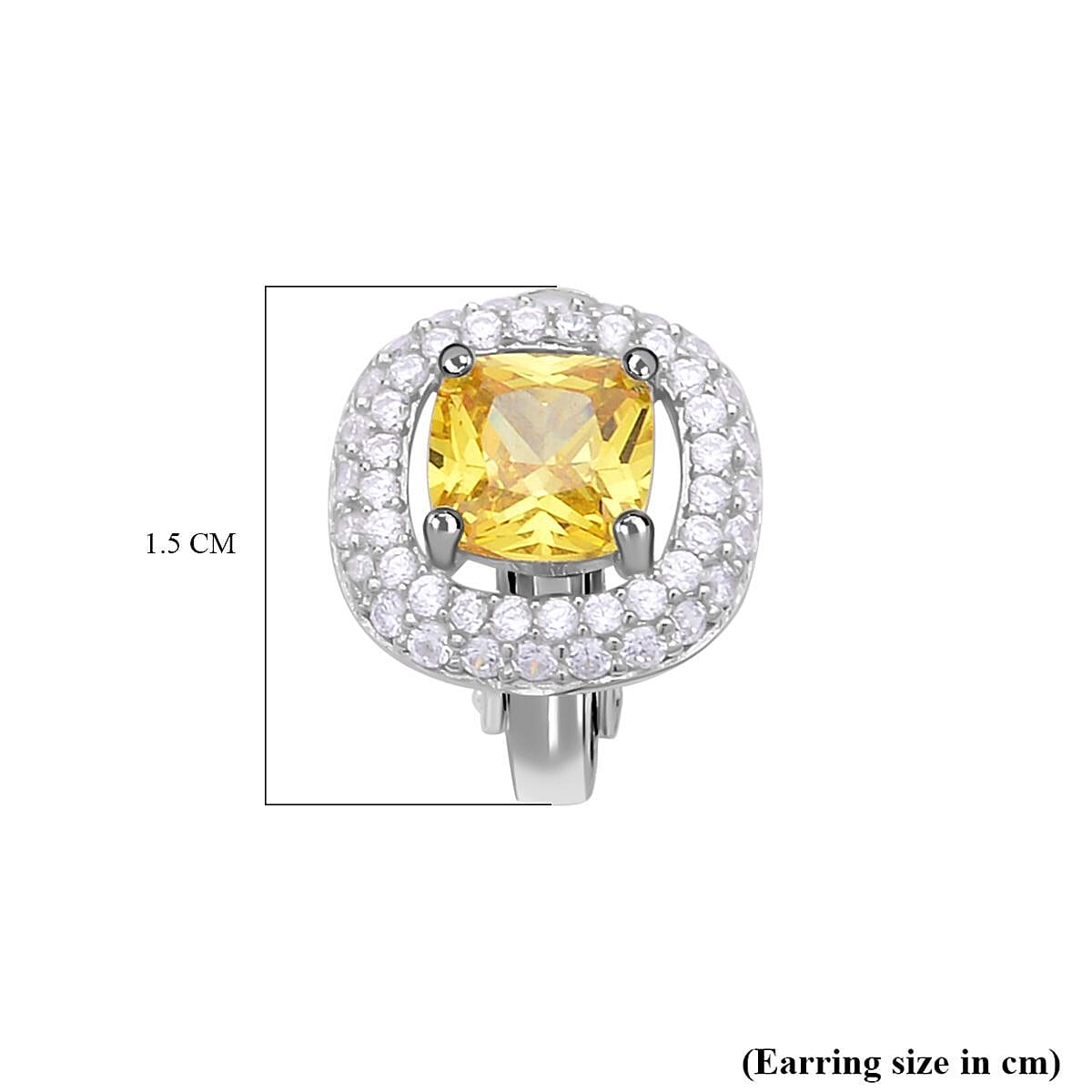 Simulated Yellow Sapphire and Simulated Diamond Earrings (With Clasp) in Rhodium Overlay Sterling Silver 3.840 Ct. 7265039 5