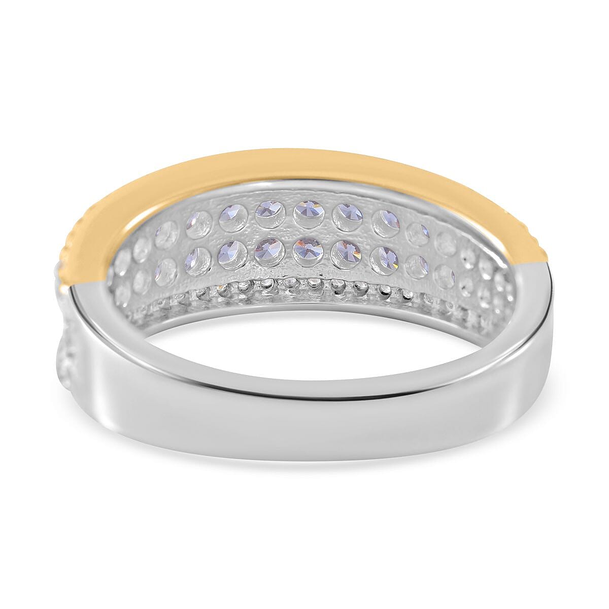 Yellow &amp; White Cubic Zirconia Half Eternity Ring in Rhodium Overlay Sterling Silver 7698023 4