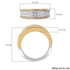 Yellow & White Cubic Zirconia Half Eternity Ring in Rhodium Overlay Sterling Silver