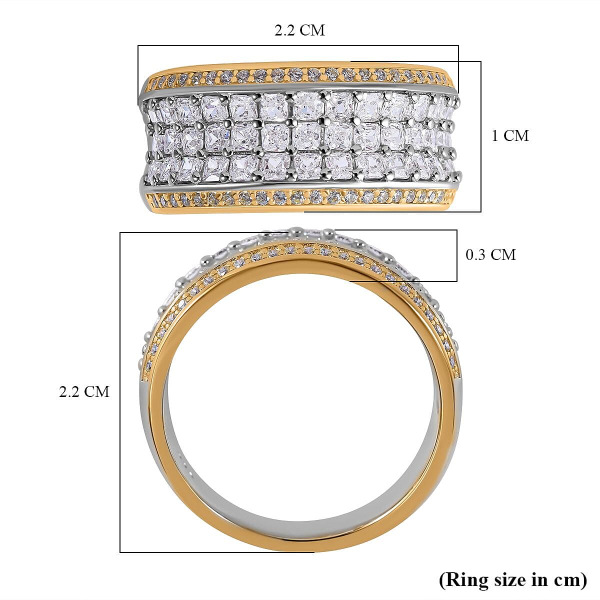 Yellow &amp; White Cubic Zirconia Ring in Rhodium Overlay Sterling Silver 7698089 5