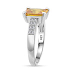 Yellow Cubic Zirconia & White Cubic Zirconia Ring in Rhodium Overlay Sterling Silver 2.13 Ct.