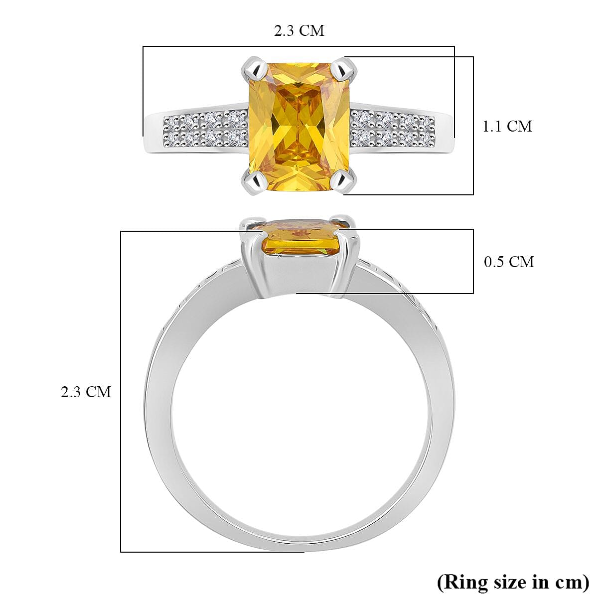 Yellow Cubic Zirconia &amp; White Cubic Zirconia Ring in Rhodium Overlay Sterling Silver 2.13 Ct. 8236602 5
