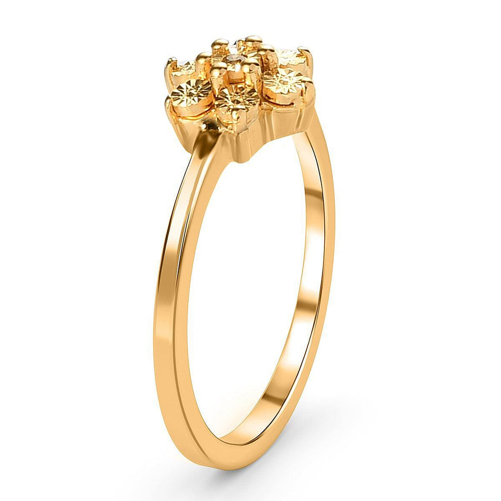 Yellow Diamond Floral Ring in 18K Vermeil Yellow Gold Plated Sterling Silver