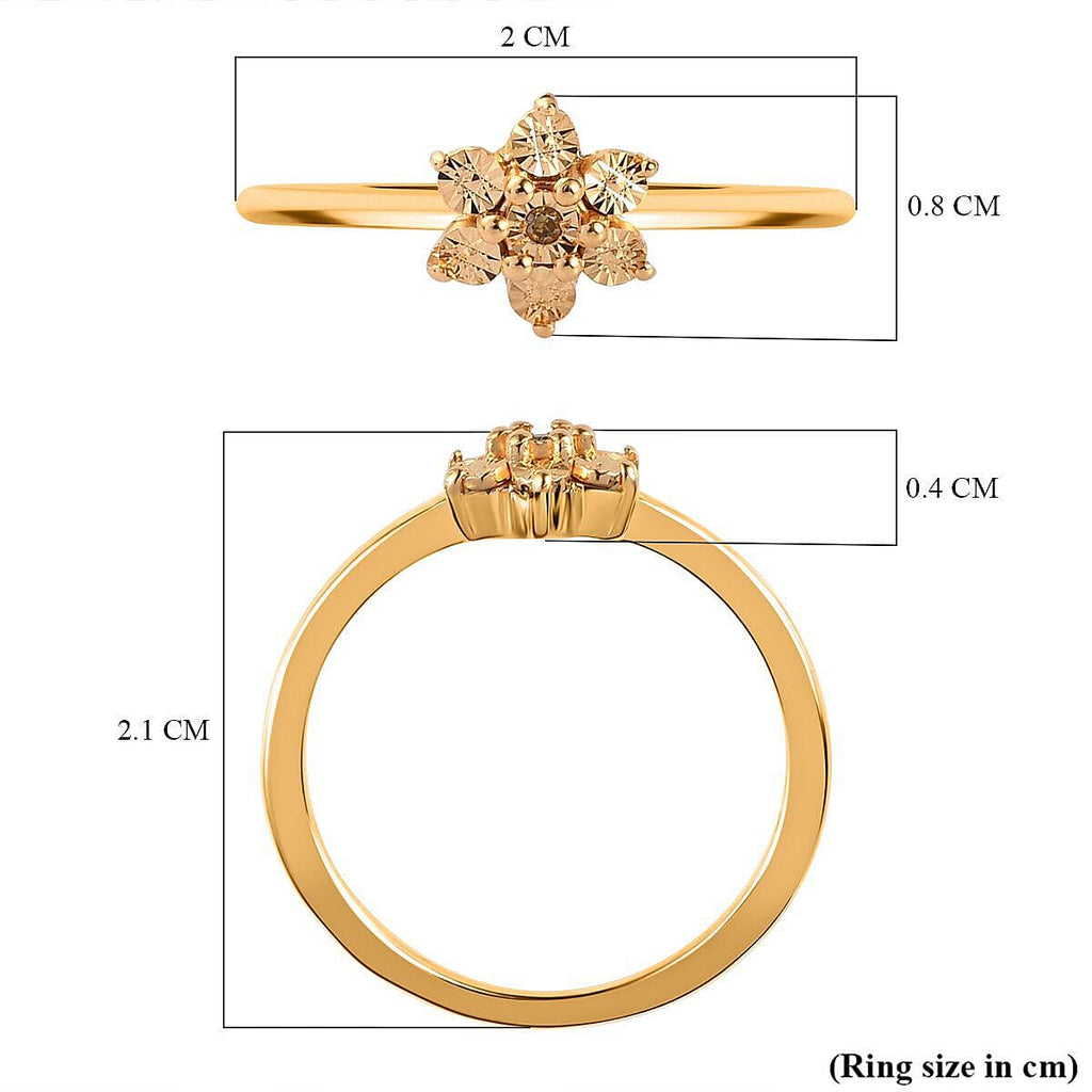 Yellow Diamond Floral Ring in 18K Vermeil Yellow Gold Plated Sterling Silver