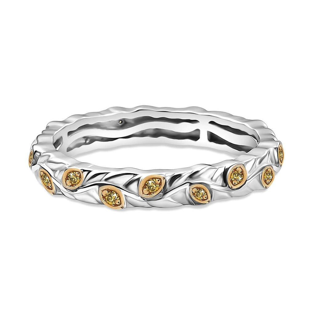 Yellow Diamond Band Ring in Rhodium Overlay Sterling Silver
