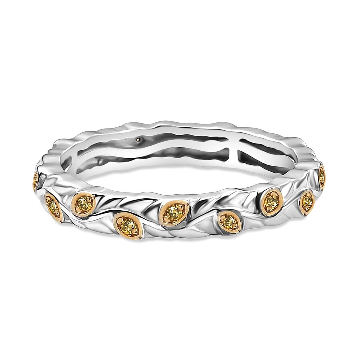 Yellow Diamond Band Ring in Rhodium Overlay Sterling Silver 7977204 0