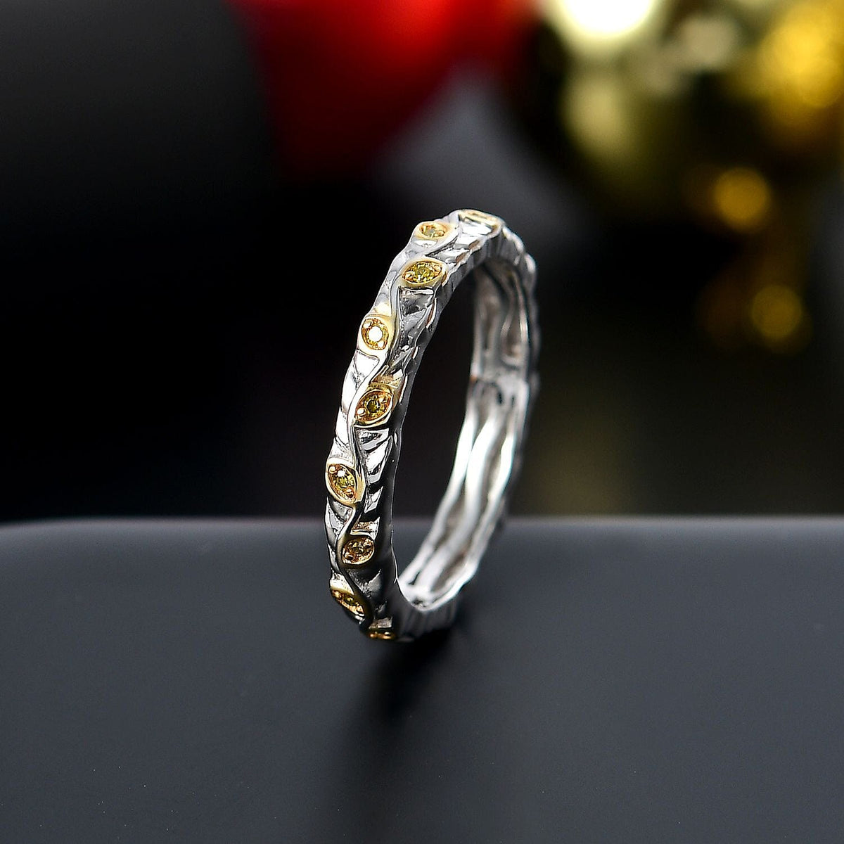 Yellow Diamond Band Ring in Rhodium Overlay Sterling Silver 7977204 3