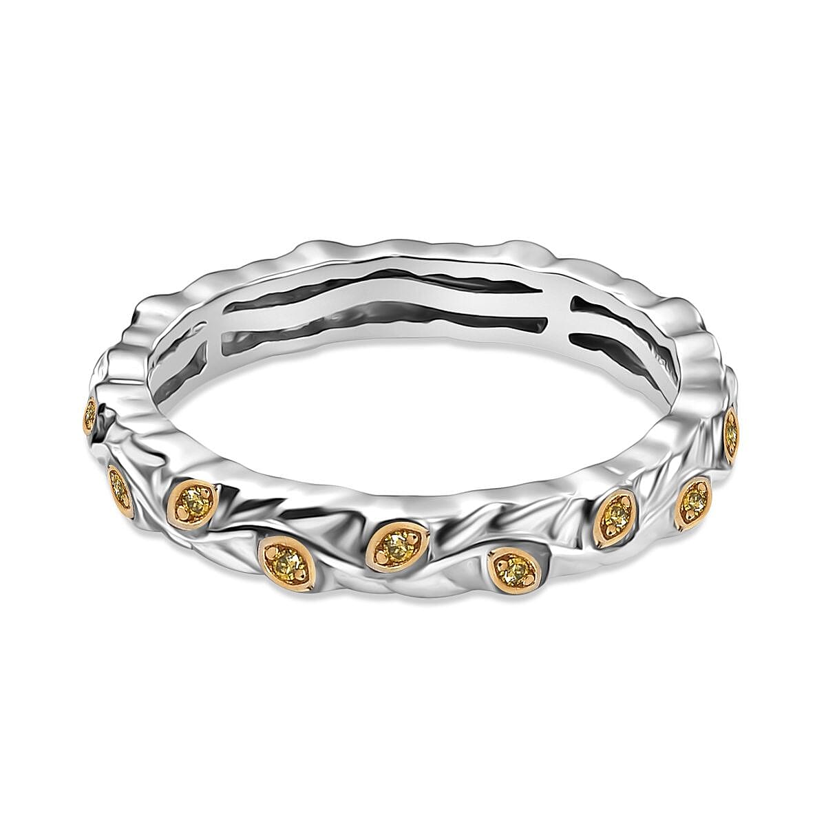 Yellow Diamond Band Ring in Rhodium Overlay Sterling Silver 7977204 5