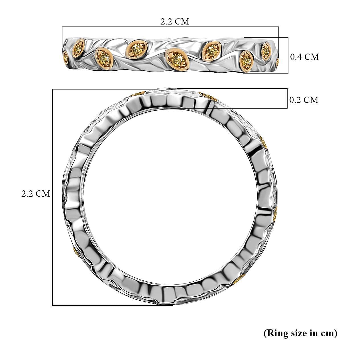 Yellow Diamond Band Ring in Rhodium Overlay Sterling Silver 7977204 6