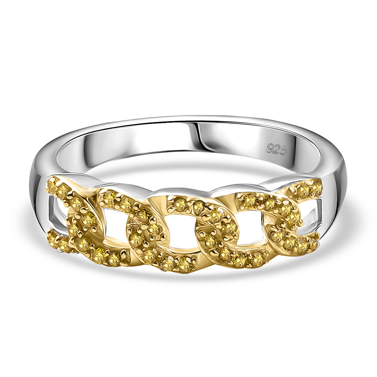 Yellow Diamond Band Ring in Rhodium Overlay Sterling Silver 7969851 0