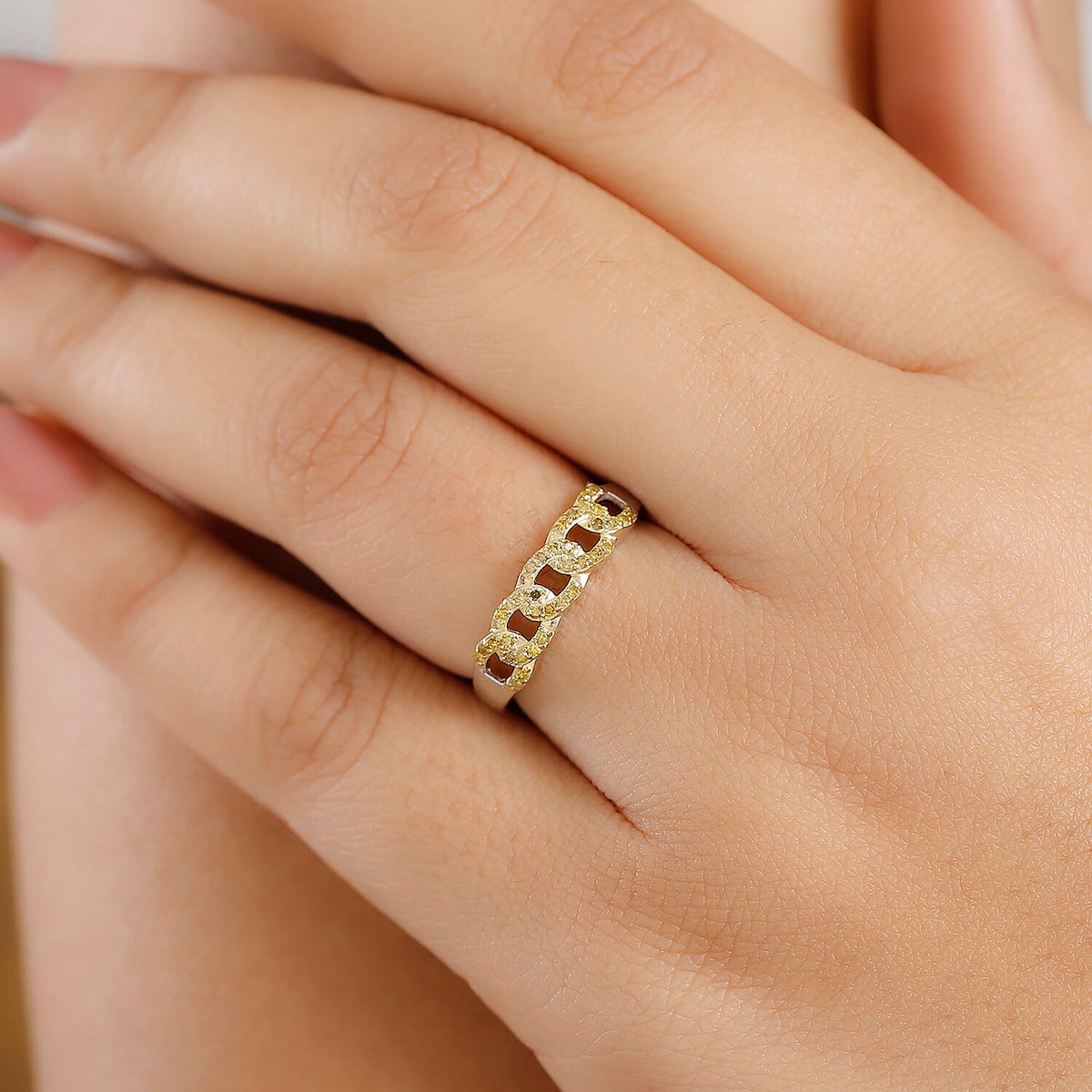 Yellow Diamond Band Ring in Rhodium Overlay Sterling Silver 7969851 3