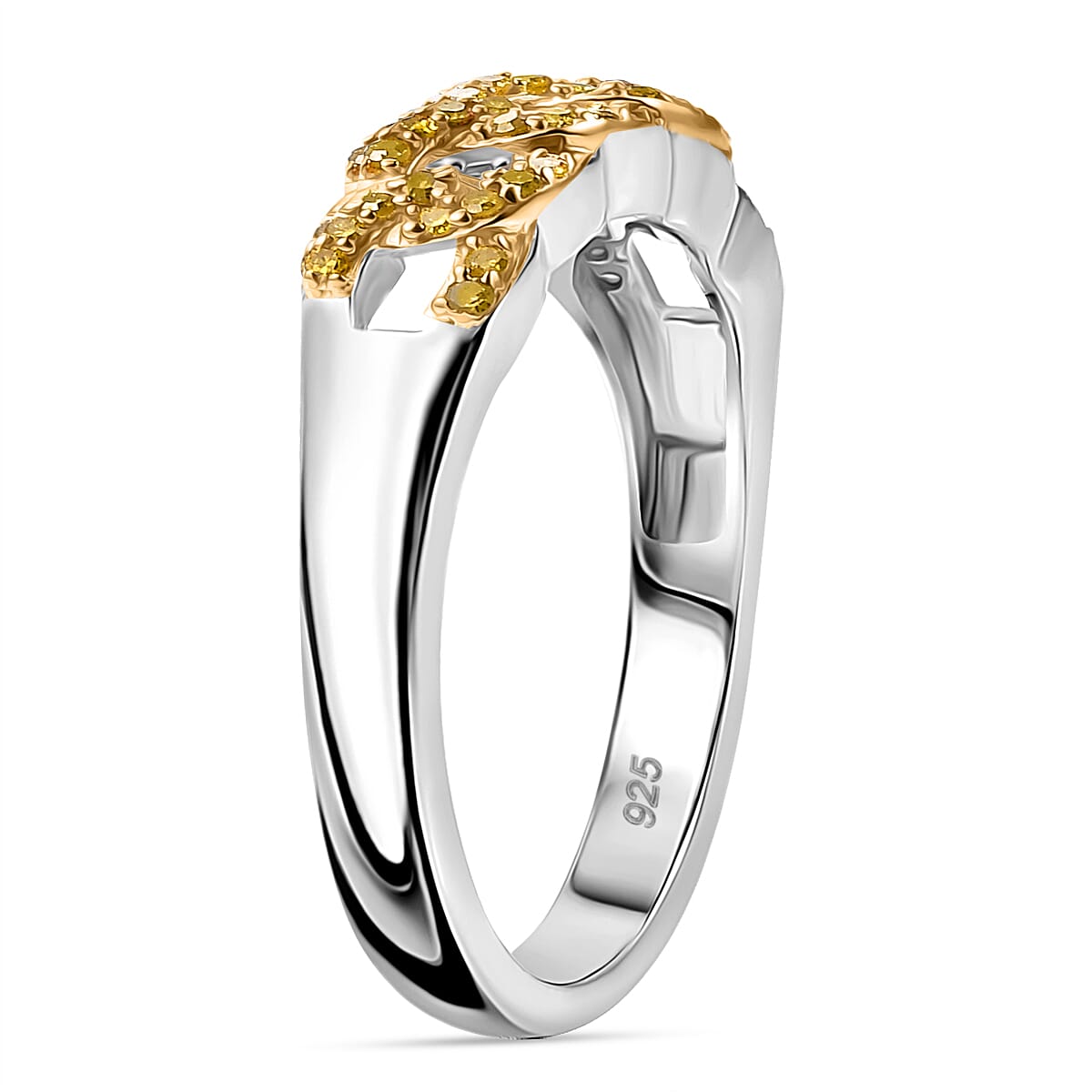 Yellow Diamond Band Ring in Rhodium Overlay Sterling Silver 7969851 4
