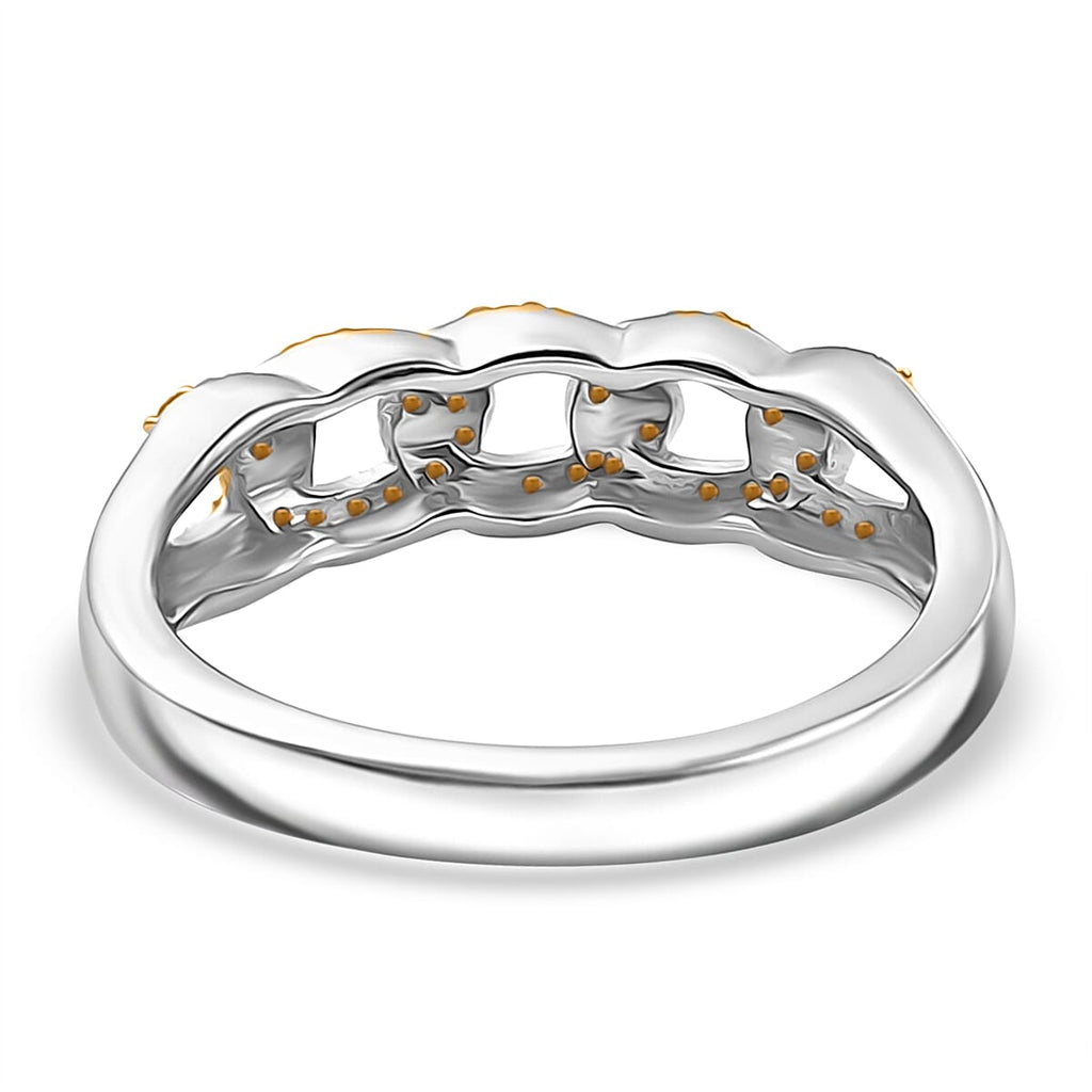 Yellow Diamond Band Ring in Rhodium Overlay Sterling Silver